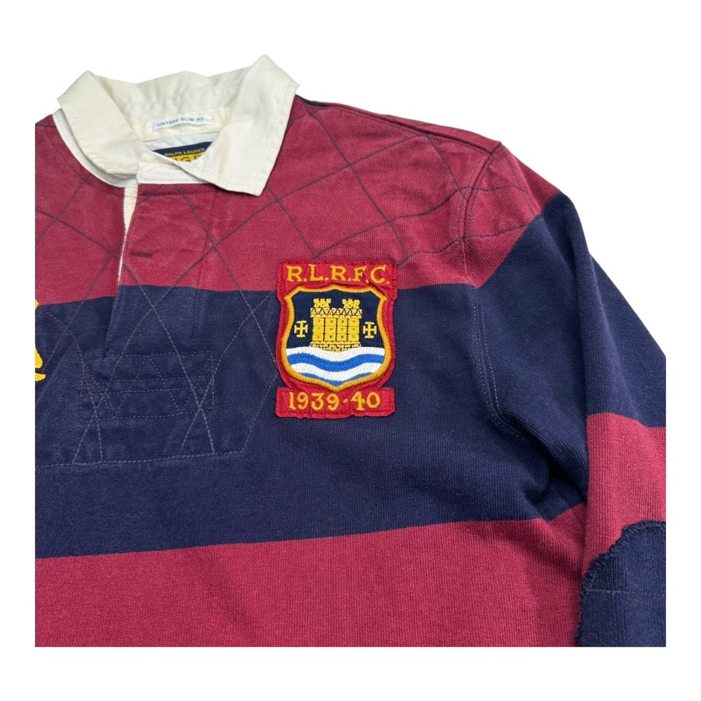 Ralph Lauren Rugby Shirt M | Maroon Navy Striped RLFC 1939-40 Patch | Vintage - Picture 4 of 16